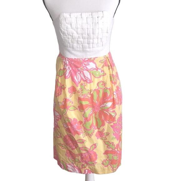 LILLY PULLITZER STRAPLESS FLORAL PINK DRESS WOMEN'S SIZE 4 - Picture 1 of 7